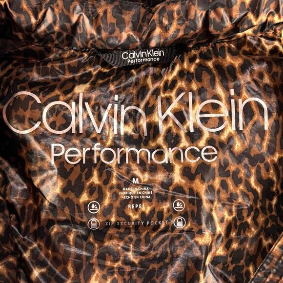 Calvin Klein Medium Performance Puffer Vest Jacket Leopard Full-Zip Pocket Repel - Picture 9 of 10